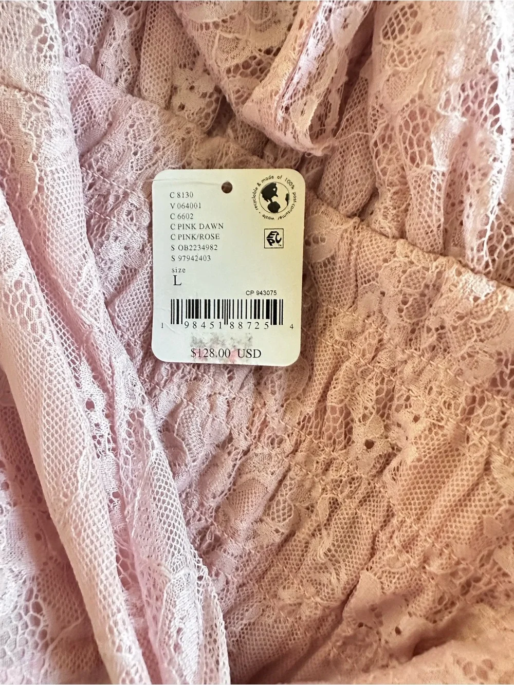 Free People Dusty Pink Lace Cutout Dress Romantic Coquette Boho Dress NWT - Picture 6 of 6